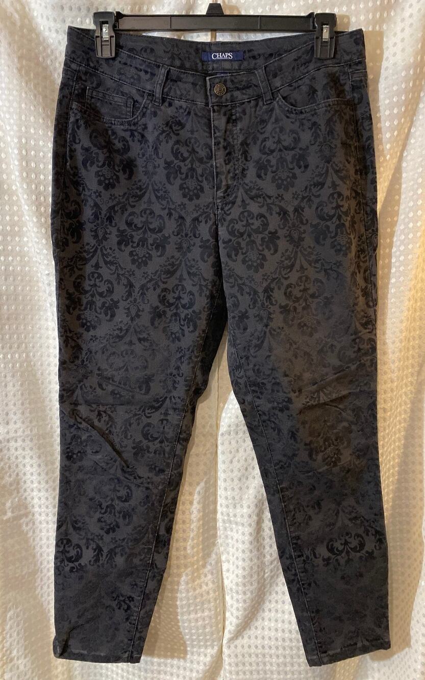 Chaps Flocked Black Pants Size 12